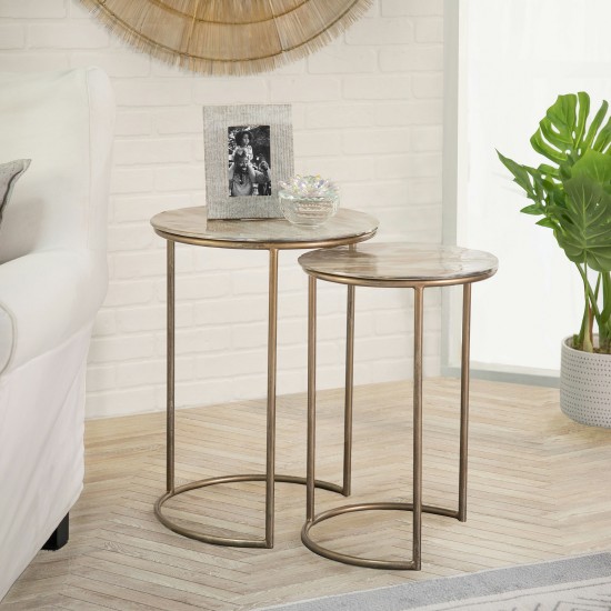 S/2 Metal Side Tables, Cream
