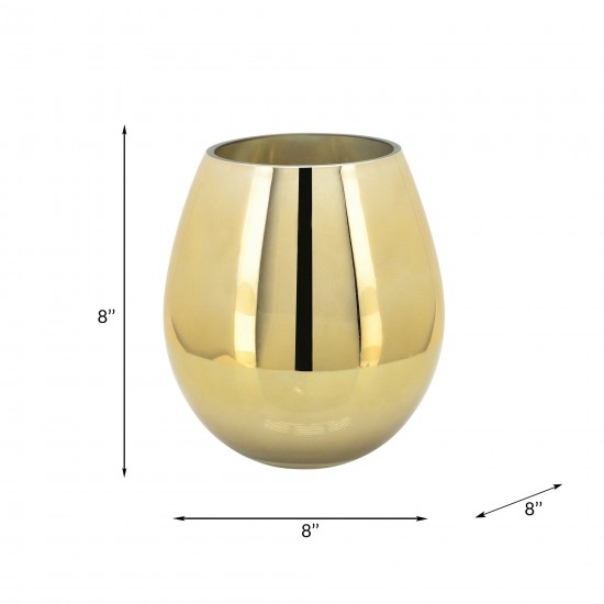 Glass 8"h Metallic Vase, Gold