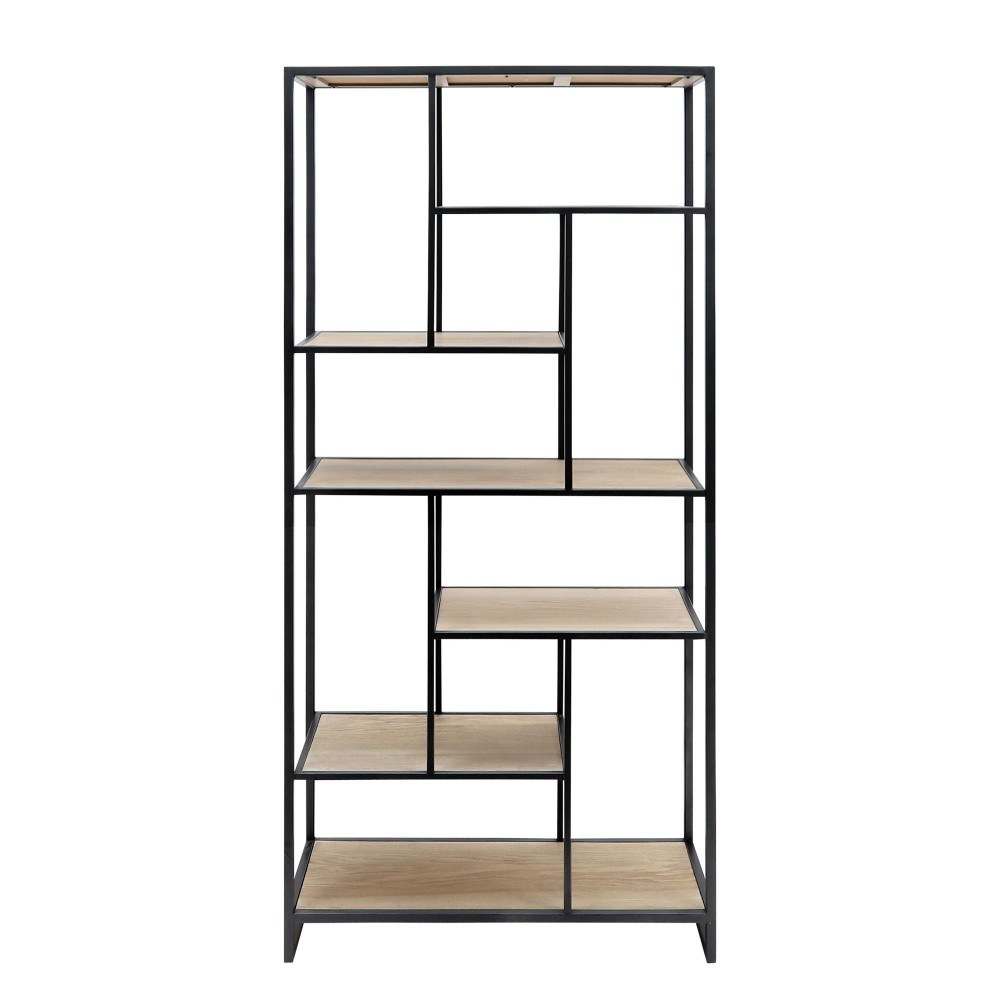 Wood/metal 64" Multi Layer Shelf, Gunmetal/brown