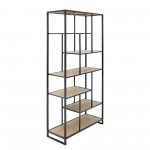 Wood/metal 64" Multi Layer Shelf, Gunmetal/brown