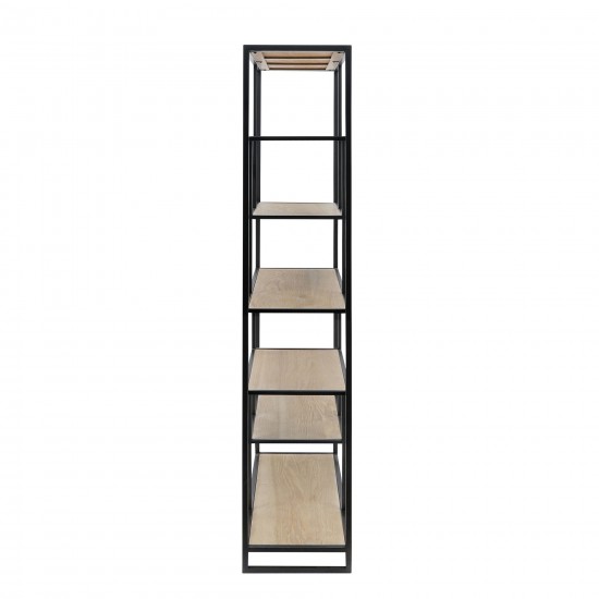 Wood/metal 64" Multi Layer Shelf, Gunmetal/brown