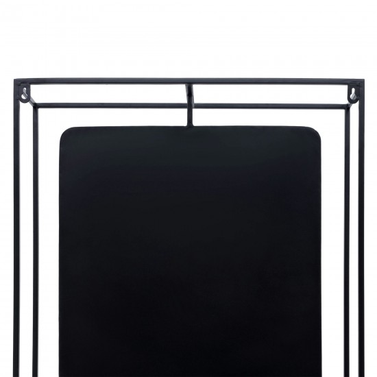 Metal/wood 36"h Wall Shelf With Mirror, Black/brow