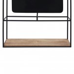 Metal/wood 36"h Wall Shelf With Mirror, Black/brow