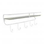 Metal/wood, 24" 5 Hook Wall Shelf, White/gray