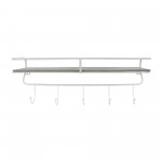 Metal/wood, 24" 5 Hook Wall Shelf, White/gray