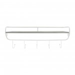 Metal/wood, 24" 5 Hook Wall Shelf, White/gray