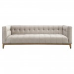 Wood, Tuffted 3-seater Sofa On Oak Base&brass Cakd