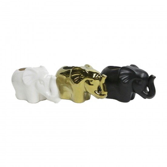 S/3,7" 9oz Elephant Soy Scntd Cndle,gld/blk/wht