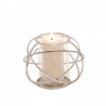 S/2 6" Orb Candle Holder , Silver