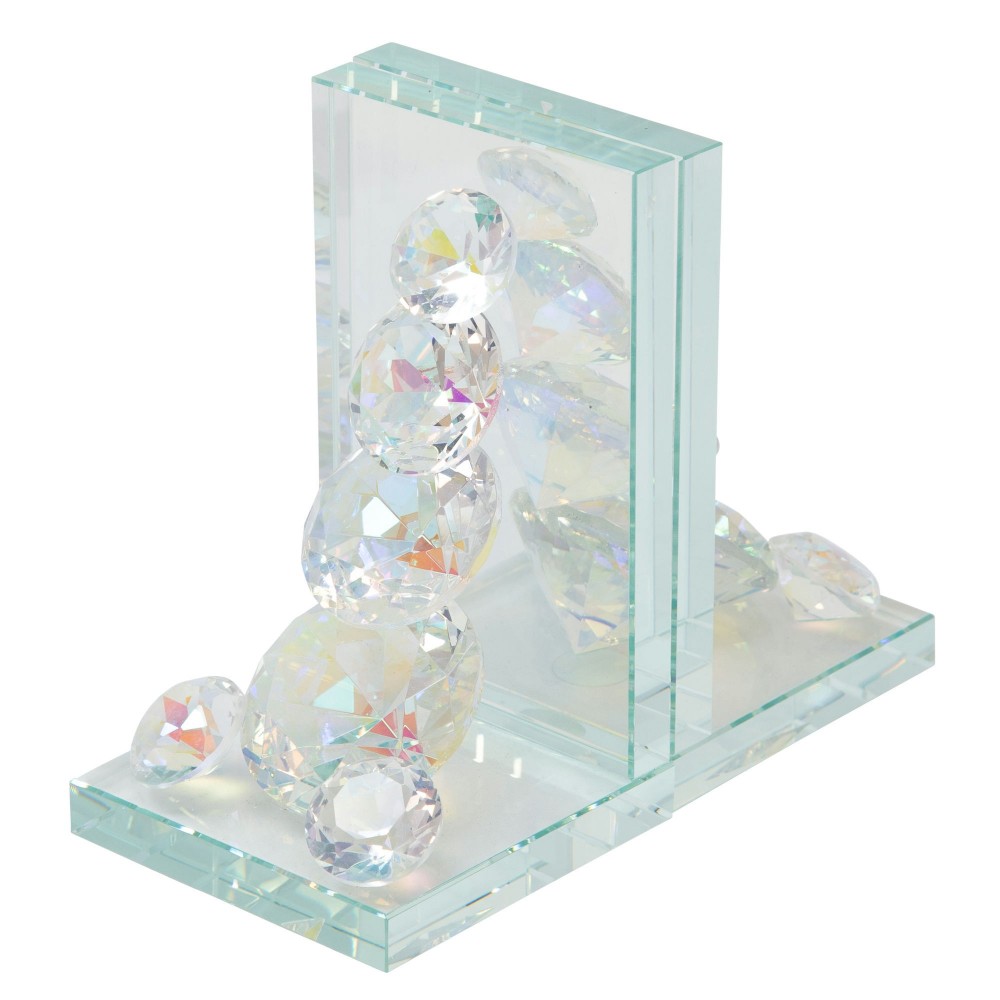 S/2 Crystal Diamond Bookends, Rainbow