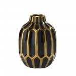 Ceramic Vase 8", Black/gold