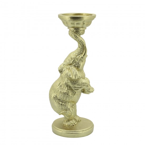 Resin, 14"h Elephant Candle Holder, Gold