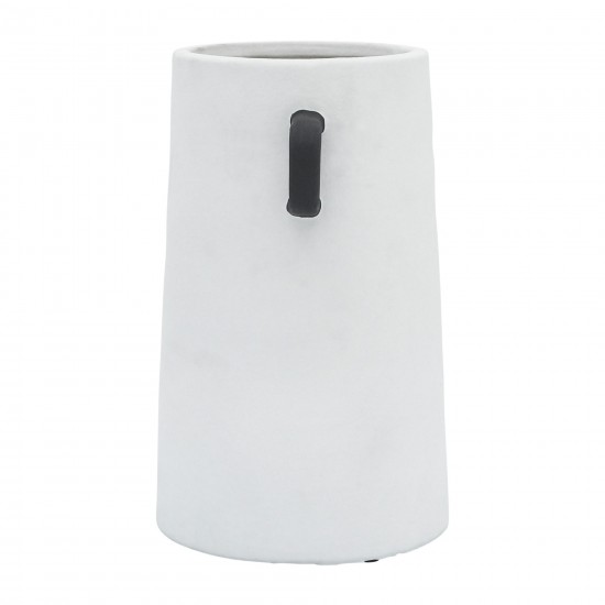 Cer, 9"h Eared Vase, Ivory