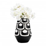 Cer, 10"h Tribal Vase, Black/white