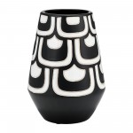 Cer, 10"h Tribal Vase, Black/white