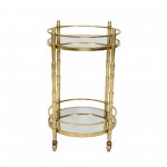 Metal 28" 2 Tier Round Bar Cart, Gold