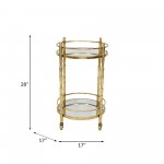 Metal 28" 2 Tier Round Bar Cart, Gold