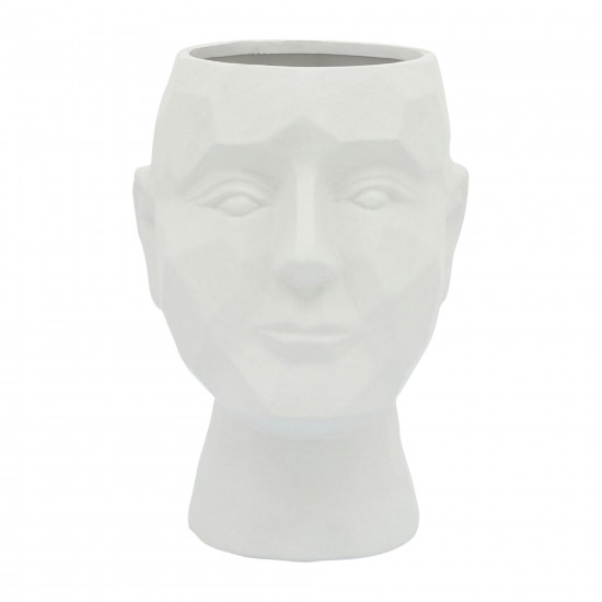 Porcelain, 6" Dia Face Vase, White