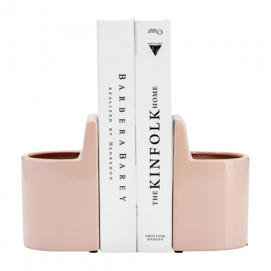 Cer, 6" Pouch Bookends, Blush