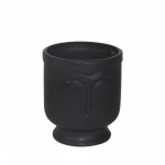 Ceramic 6" Face Vase W/base, Black