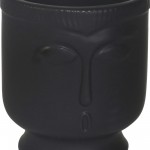 Ceramic 6" Face Vase W/base, Black