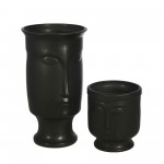 Ceramic 6" Face Vase W/base, Black