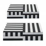 Resin, S/2 10/12" Striped Boxes, Black/white