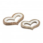 Wood, 13" Heart Deco, White