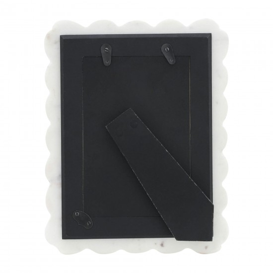 Marble, 4x6 Ribbon Crimp Photo Frame, White