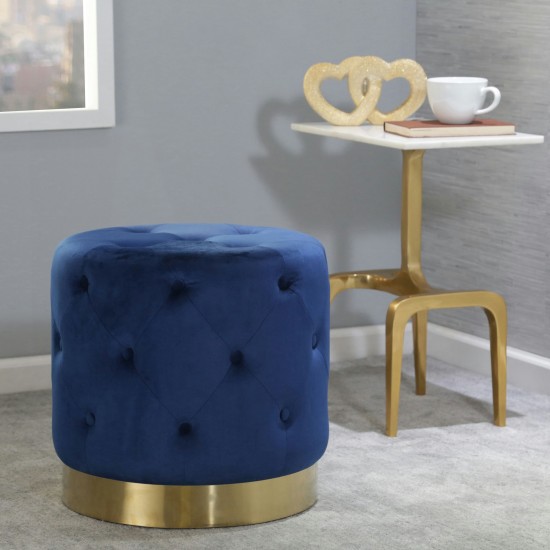 Tufted 18" Ottoman, Navy