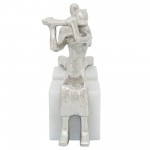 S/2 Metal Musicians On Marble Base, Silver