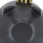 Cer, 8" Pig With Crown, Black