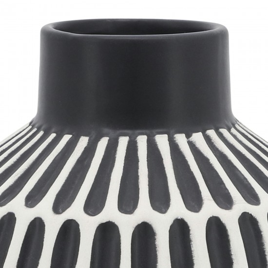 Cer, 5"h Tribal Vase, Black