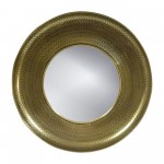 Metal,30",bowl W/v Pattrn Mirror,gold