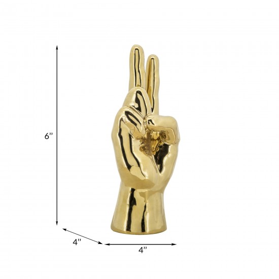 6"h Peace Sign Table Deco, Gold