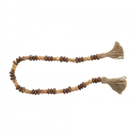 Wood, 26" 2-tone Bead Garland, Natural