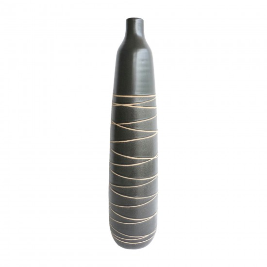 Cer, 27"h Tribal Vase, Black