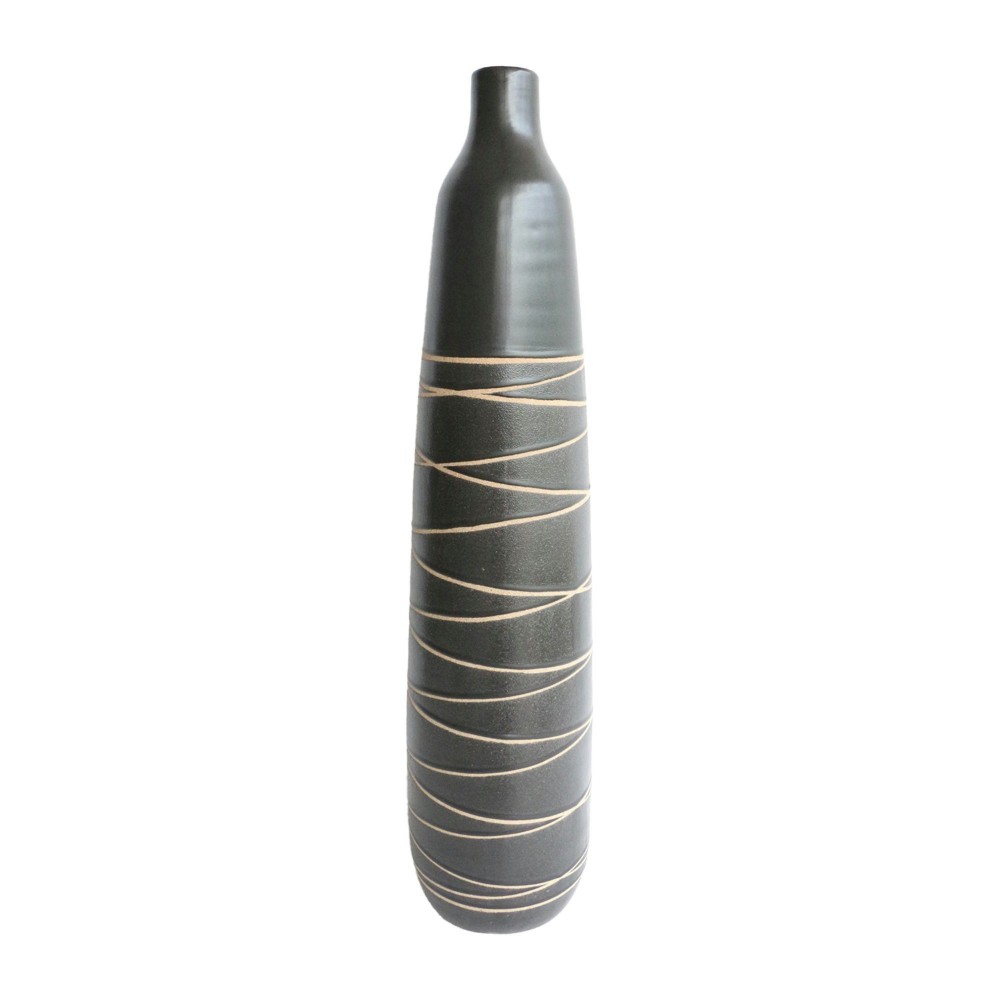 Cer, 27"h Tribal Vase, Black