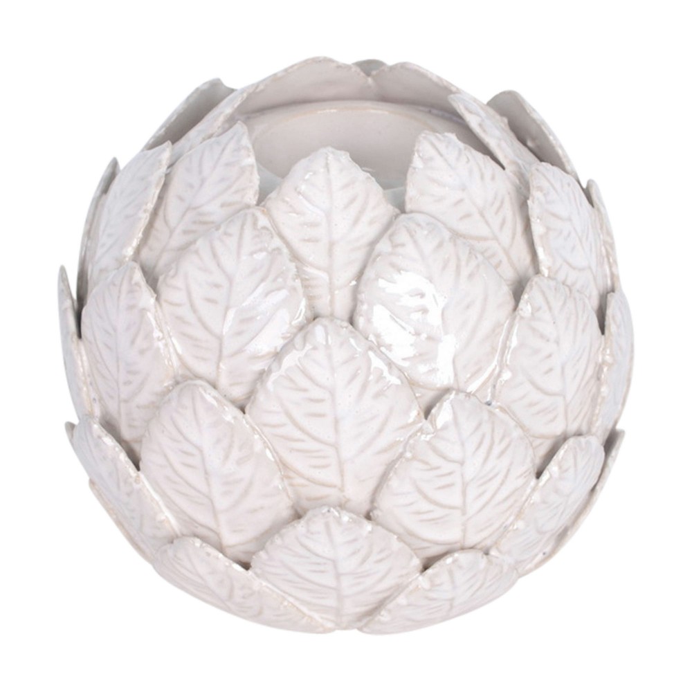 Cer, 6" Lotus Ball Votive Holder, White