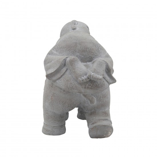 Resin, 16"h Elephant W/ Child, Gray