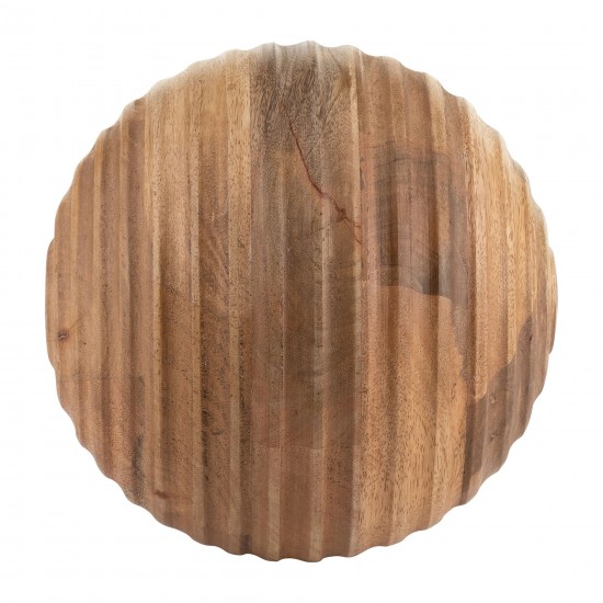 8" Wooden Orb W/ Ridges, Natural