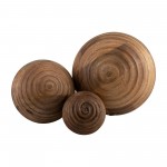 8" Wooden Orb W/ Ridges, Natural