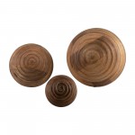 8" Wooden Orb W/ Ridges, Natural