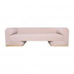 Modern Sofa - Oak Wood Base, Blush