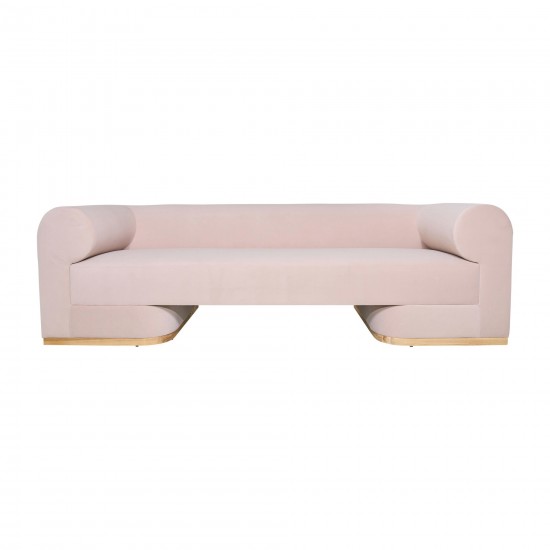 Modern Sofa - Oak Wood Base, Blush