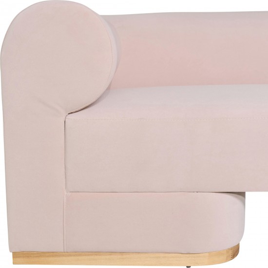 Modern Sofa - Oak Wood Base, Blush