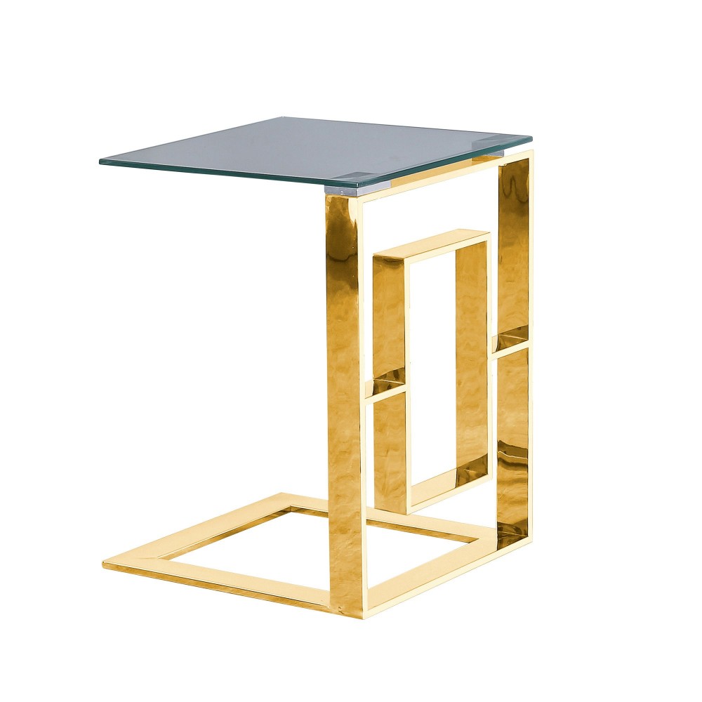 Metal Box Frame 22" Side Table,gold -kd Metal Box Frame 22" Side Table,gold -kd