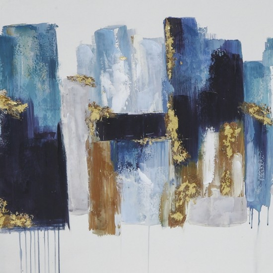 64x32 Handpainted Abstract Canvas, Blue/gold