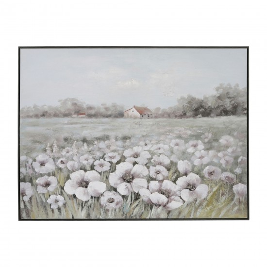 36x48 Hand Painted Flowers Farm - Framed