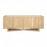 Wood/marble, 69"l 4-door Fluted Sideboard, Natural